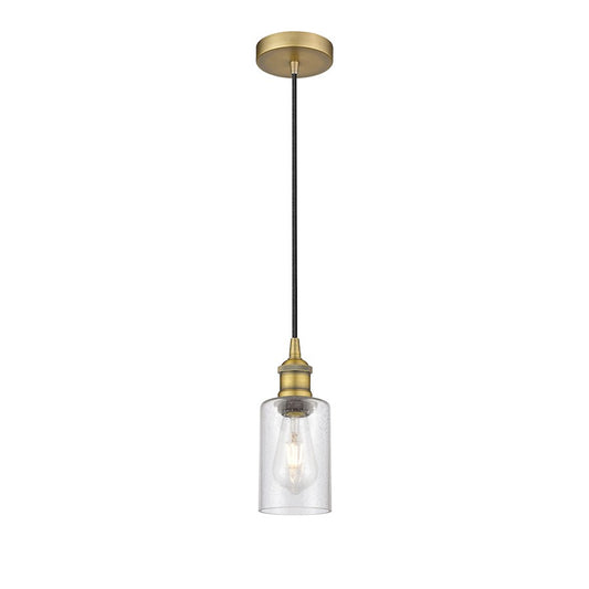 Innovations Clymer 1Lt 4" Cord Mini Pendant, Brass/Seedy