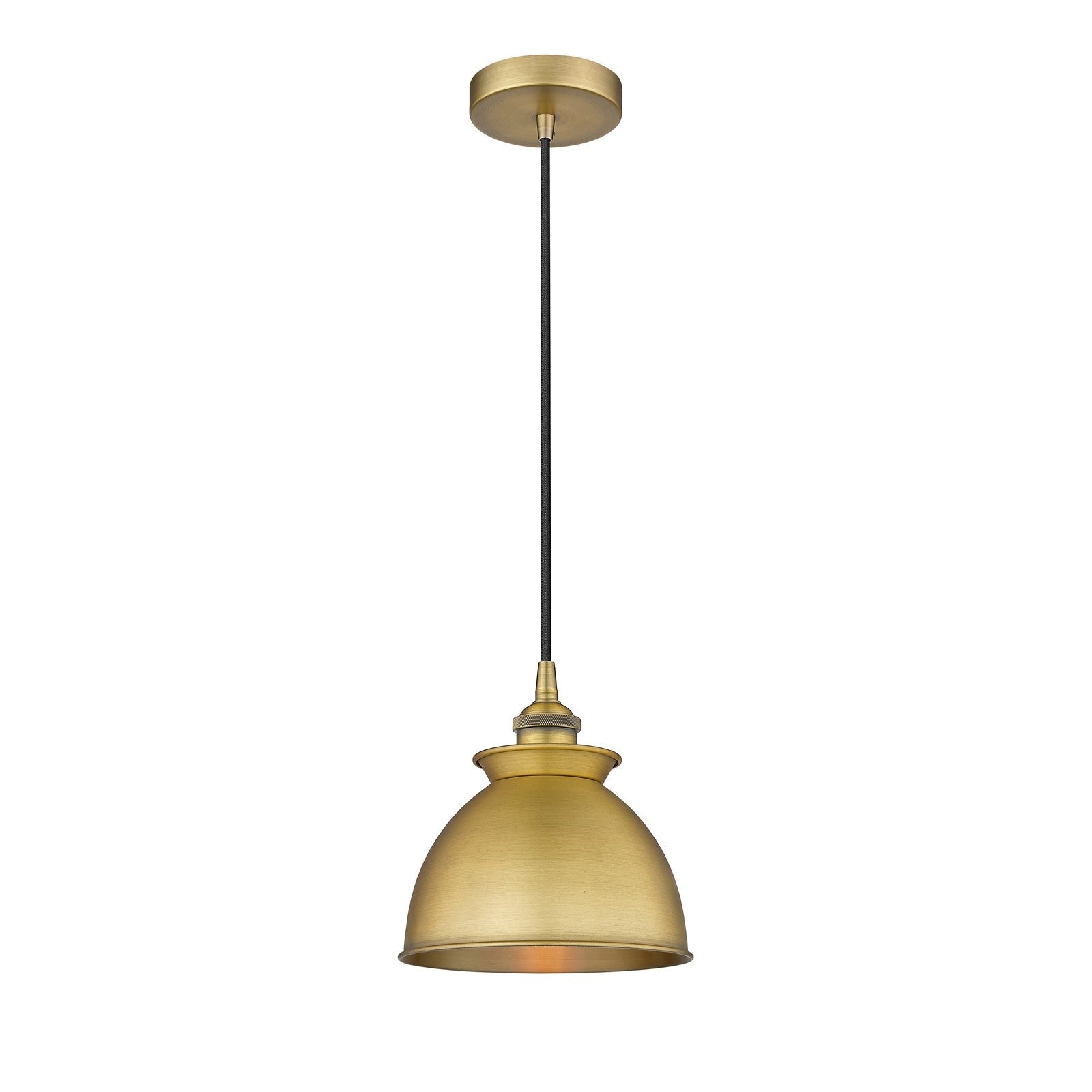Innovations Adirondack 8.25in 1-Light Mini Pendant | Industrial Farmhouse Brushed Brass and Brushed Brass Metal Shade | Kitchen | Model 616-1P-BB-M14-BB