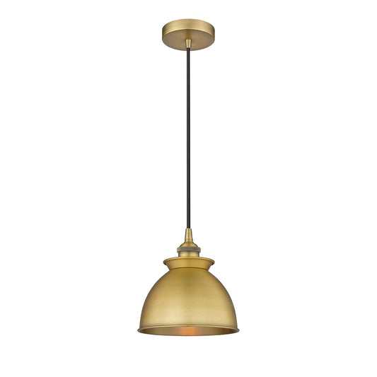 Innovations Adirondack 8.25in 1-Light Mini Pendant | Industrial Farmhouse Brushed Brass and Brushed Brass Metal Shade | Kitchen | Model 616-1P-BB-M14-BB