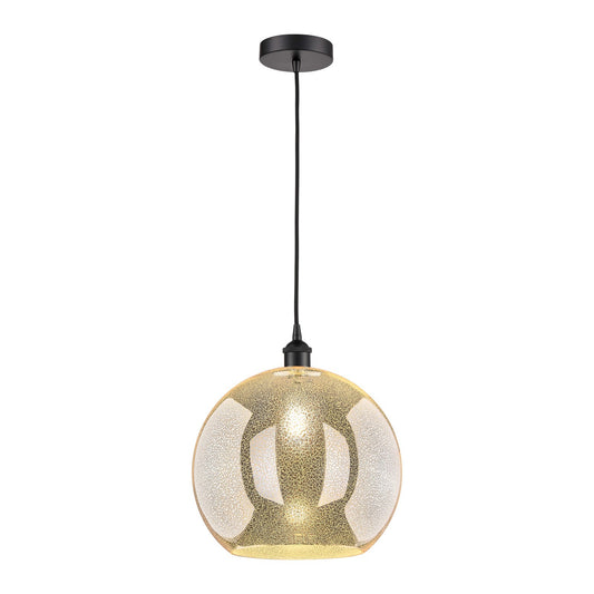 Innovations Athens 14in 1-Light Pendant | Industrial Matte Black Steel and Mercury Glass | Kitchen Island & Dining Room | 13.75 | Model 616-1P-BK-G128-14