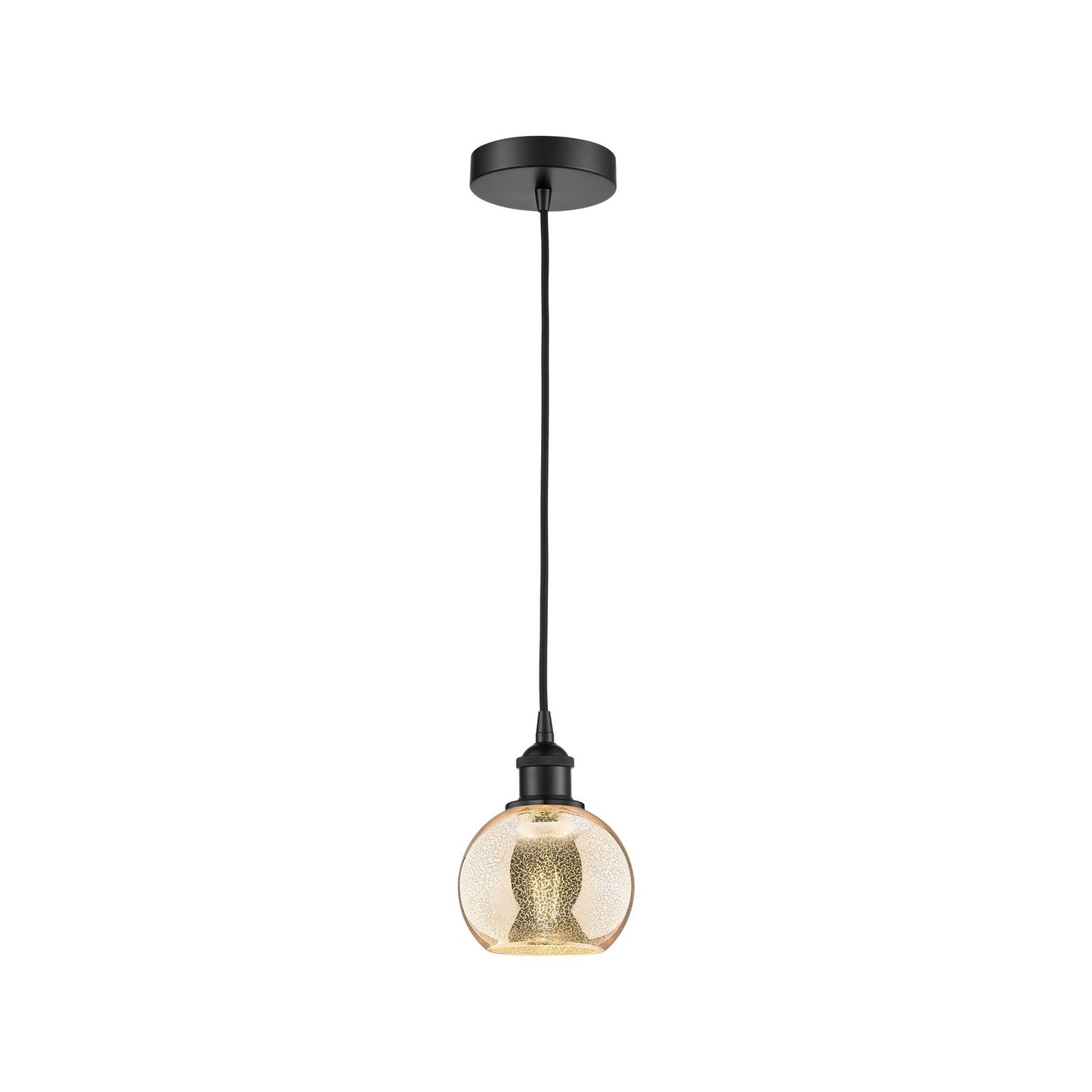 Innovations Athens 6in 1-Light Mini Pendant | Industrial Matte Black Steel and Mercury Glass | Kitchen Island & Dining Room | Model 616-1P-BK-G128-6