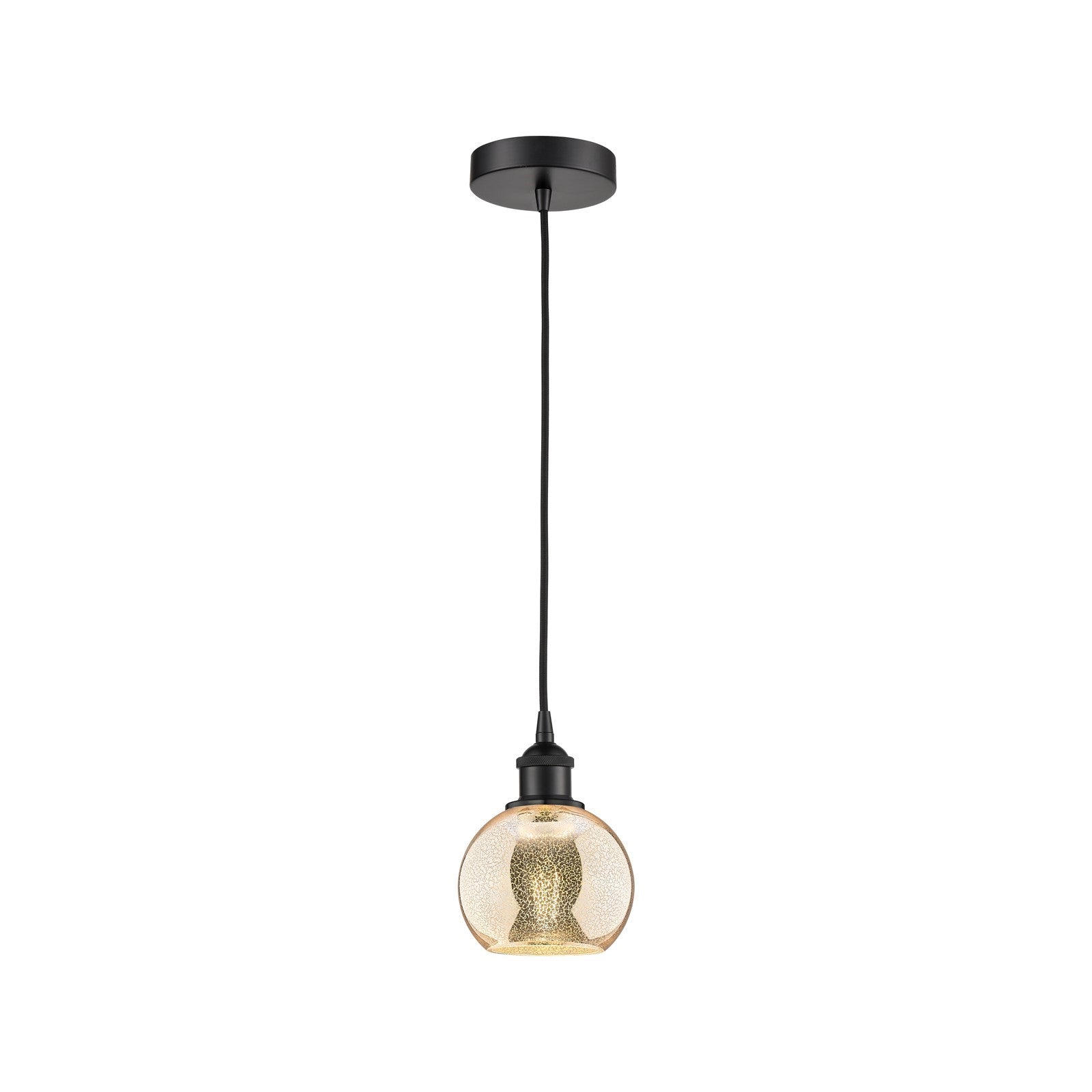 Innovations Athens 6in 1-Light Mini Pendant | Industrial Matte Black Steel and Mercury Glass | Kitchen Island & Dining Room | Model 616-1P-BK-G128-6