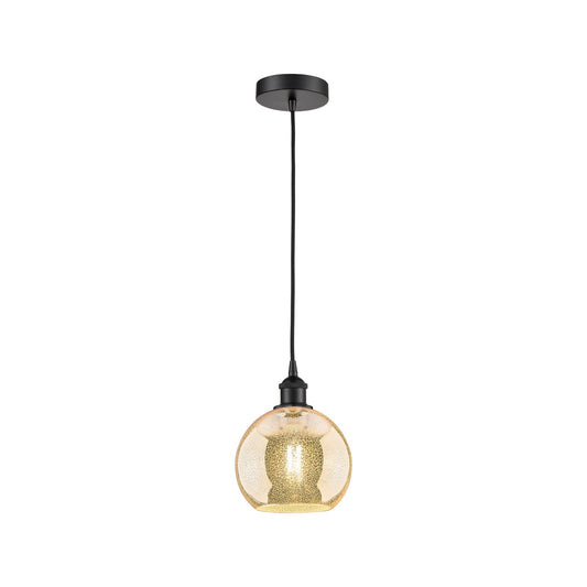 Innovations Athens 8in 1-Light Mini Pendant | Industrial Matte Black Steel and Mercury Glass | Kitchen Island | 8 x 8 x 10 in | Model 616-1P-BK-G128-8