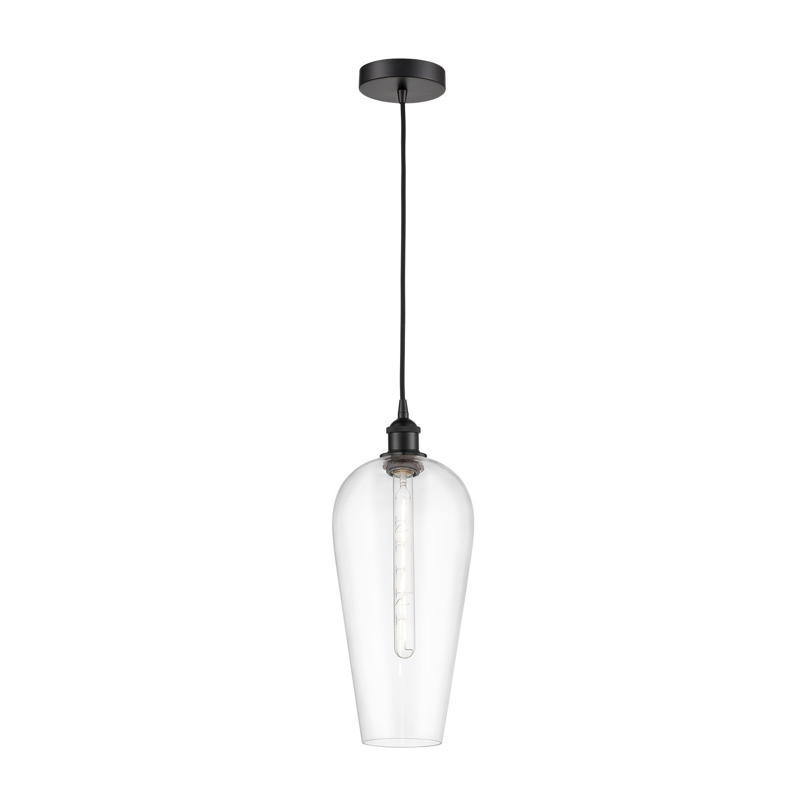 Innovations Chelsea 8in 1-Light Mini Pendant | Industrial Matte Black Steel and Clear Glass | Kitchen Island & Dining Room | 8 | Model 616-1P-BK-G456-8CL