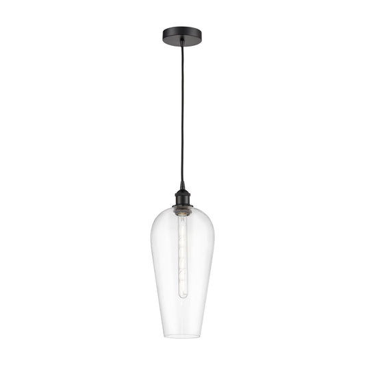 Innovations Chelsea 8in 1-Light Mini Pendant | Industrial Matte Black Steel and Clear Glass | Kitchen Island & Dining Room | 8 | Model 616-1P-BK-G456-8CL