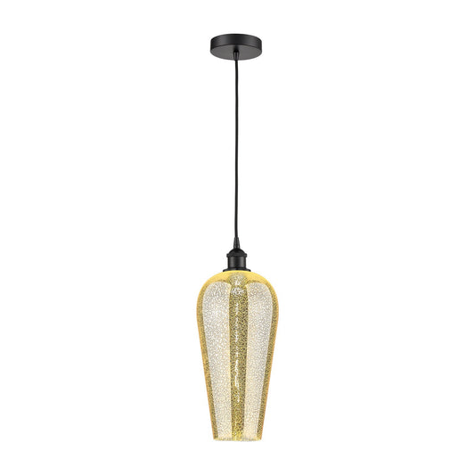 Innovations Chelsea 8in 1-Light Mini Pendant | Industrial Matte Black Steel and Mercury Glass | Kitchen Island & Dining Room | Model 616-1P-BK-G456-8ME