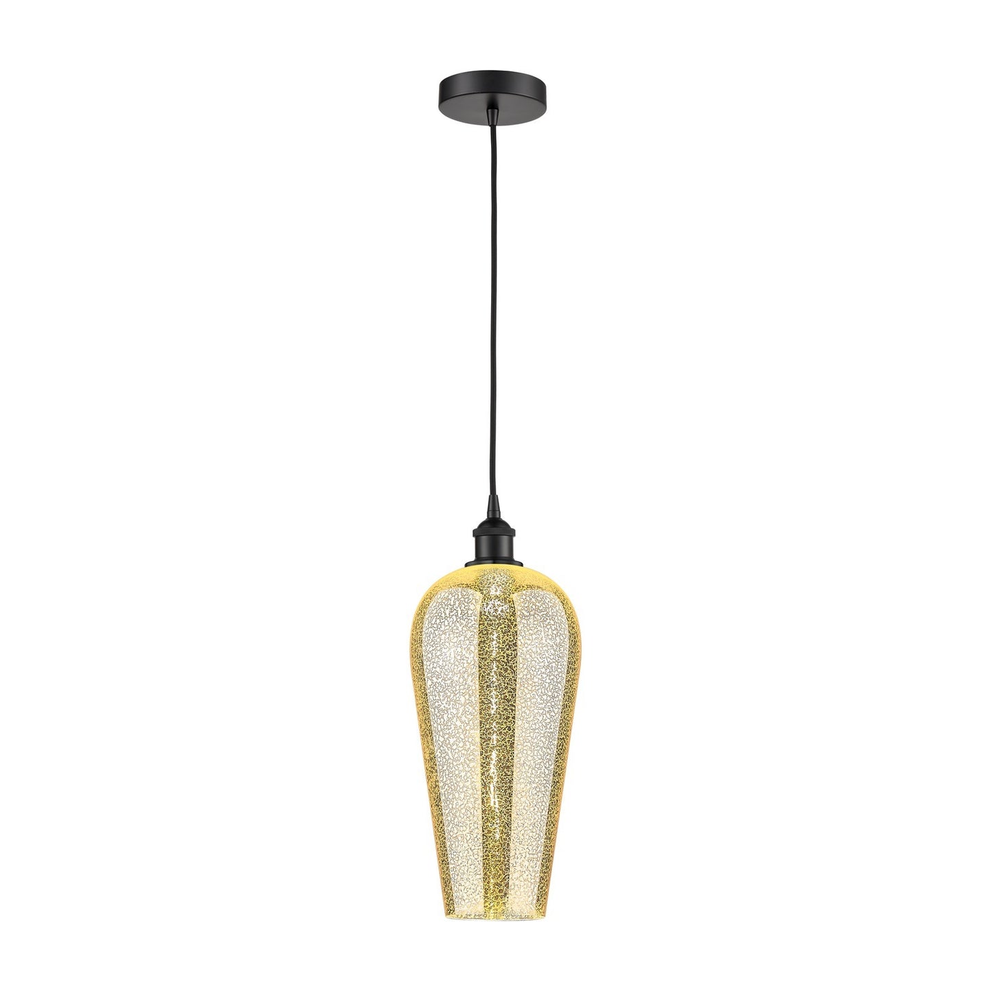 Innovations Chelsea 8in 1-Light Mini Pendant | Industrial Matte Black Steel and Mercury Glass | Kitchen Island & Dining Room | Model 616-1P-BK-G456-8ME