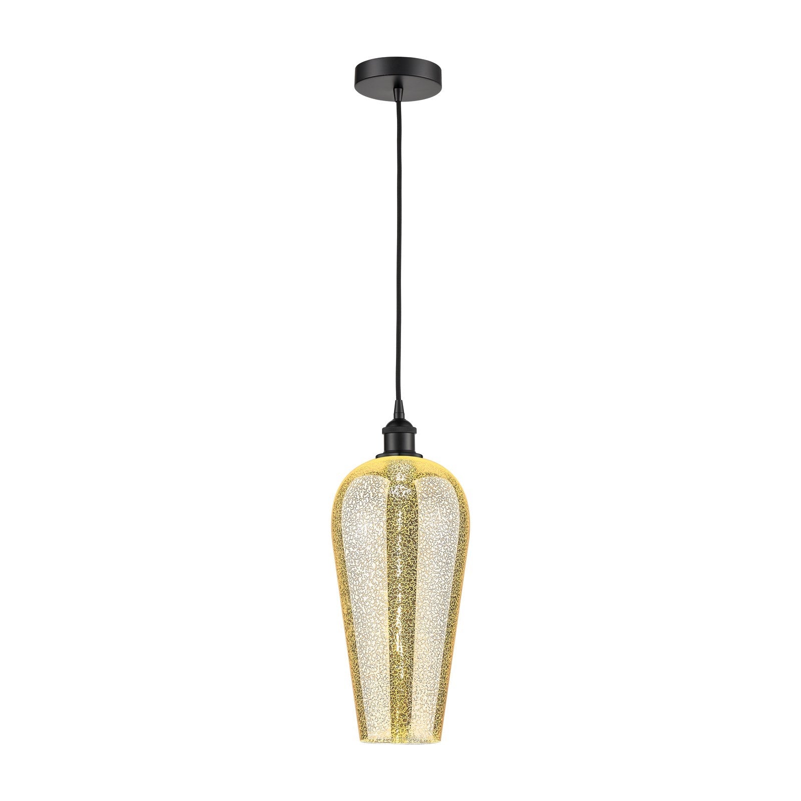 Innovations Chelsea 8in 1-Light Mini Pendant | Industrial Matte Black Steel and Mercury Glass | Kitchen Island & Dining Room | Model 616-1P-BK-G456-8ME