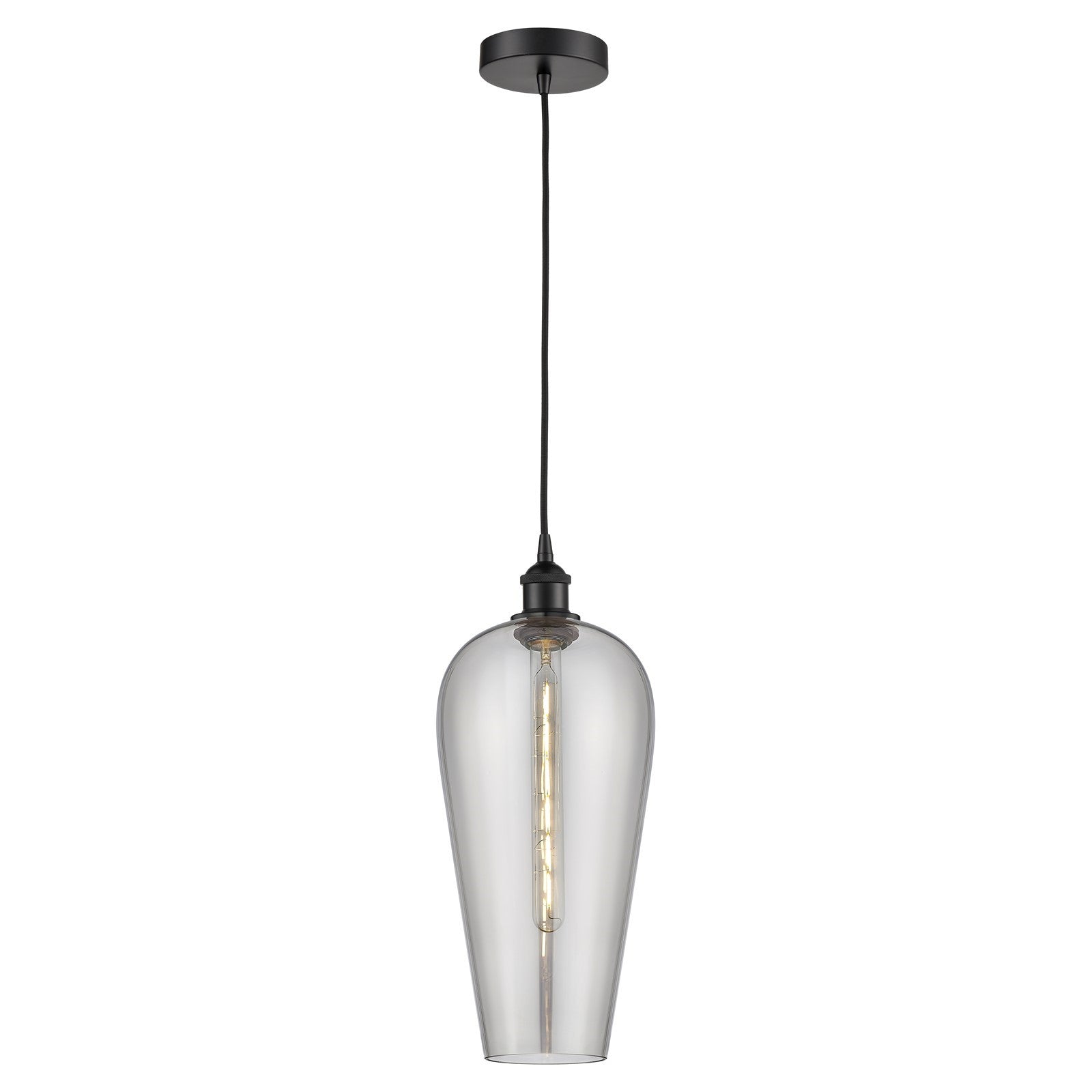 Innovations Chelsea 8in 1-Light Mini Pendant | Industrial Matte Black Steel and Light Smoke Smoked Glass | Kitchen Island & | Model 616-1P-BK-G456-8SM