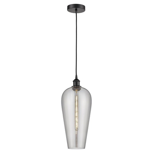 Innovations Chelsea 8in 1-Light Mini Pendant | Industrial Matte Black Steel and Light Smoke Smoked Glass | Kitchen Island & | Model 616-1P-BK-G456-8SM