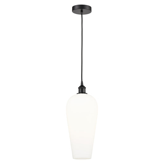 Innovations Chelsea 8in 1-Light Mini Pendant | Industrial Matte Black Steel and White Glass | Kitchen Island & Dining Room | 8 | Model 616-1P-BK-G456-8WH