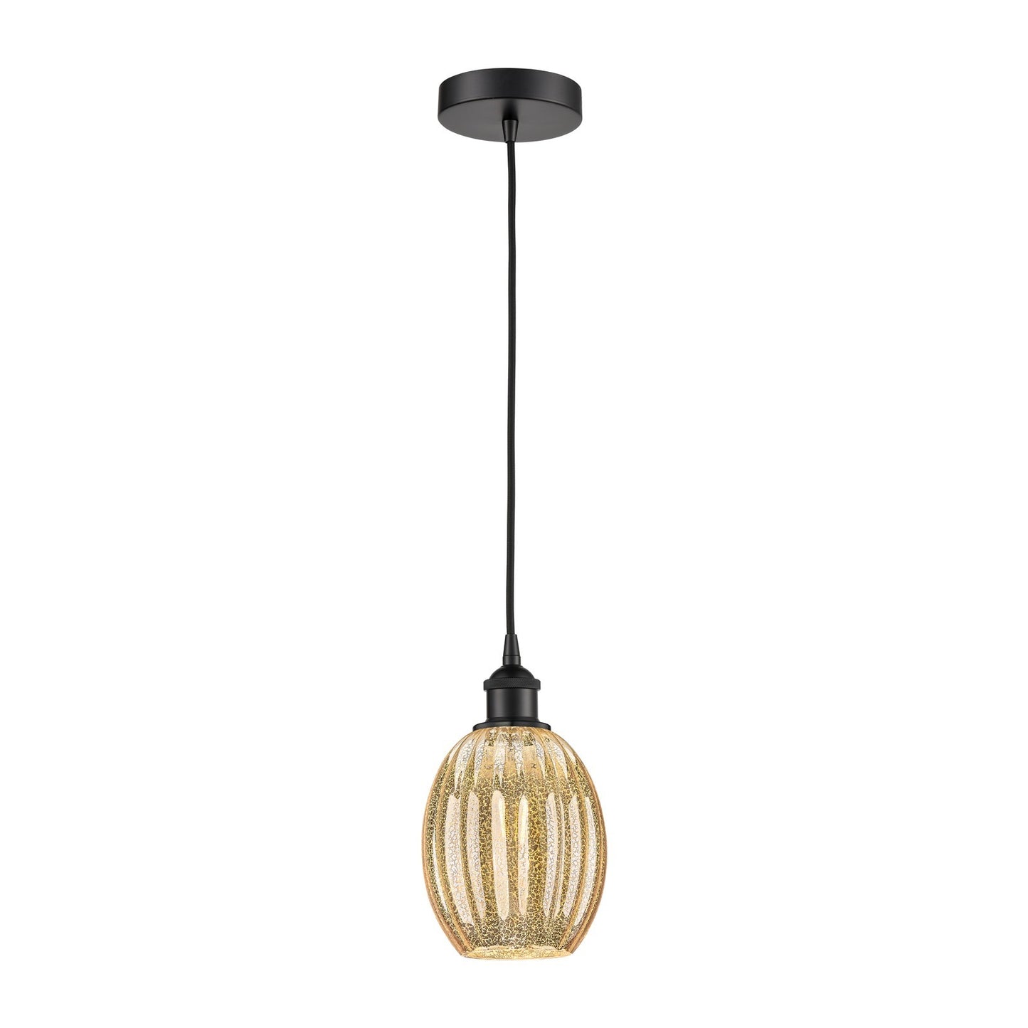 Innovations Preston Bulb 6in 1-Light Mini Pendant | Industrial Matte Black Steel and Mercury Glass | Kitchen Island & Dining | Model 616-1P-BK-G459-6ME