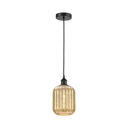 Innovations Preston Cylinder 7in 1-Light Mini Pendant | Industrial Matte Black Steel and Mercury Glass | Kitchen Island | 6.75 | Model 616-1P-BK-G460-7ME