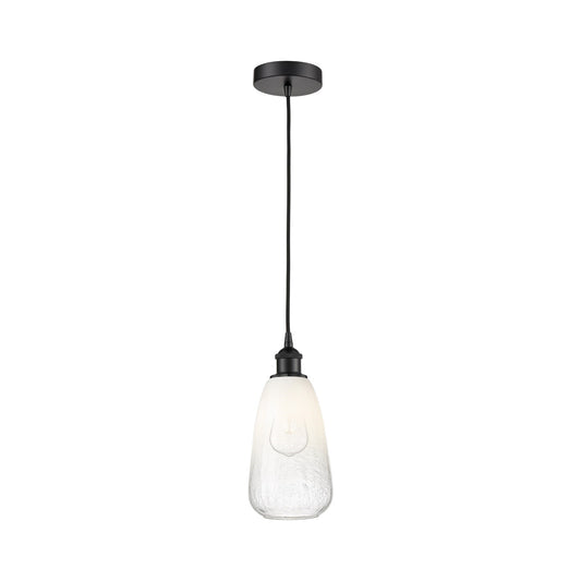 Innovations Brookhaven Almond 6in 1-Light Mini Pendant | Industrial Matte Black Steel and Opal Glass | Kitchen Island & Dining | Model 616-1P-BK-G480-6OP
