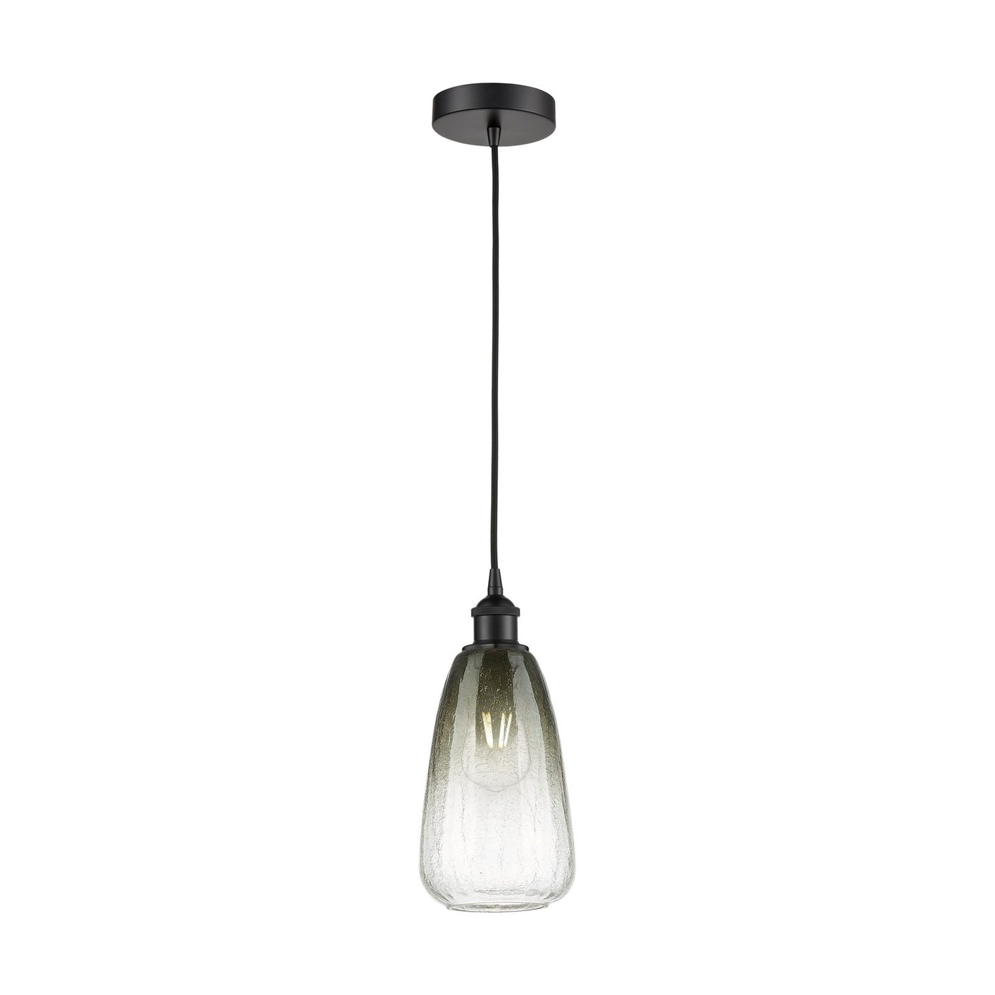 Innovations Brookhaven Almond 6in 1-Light Mini Pendant | Industrial Matte Black Steel and Slate Glass | Kitchen Island | 6 x 6 | Model 616-1P-BK-G480-6SL