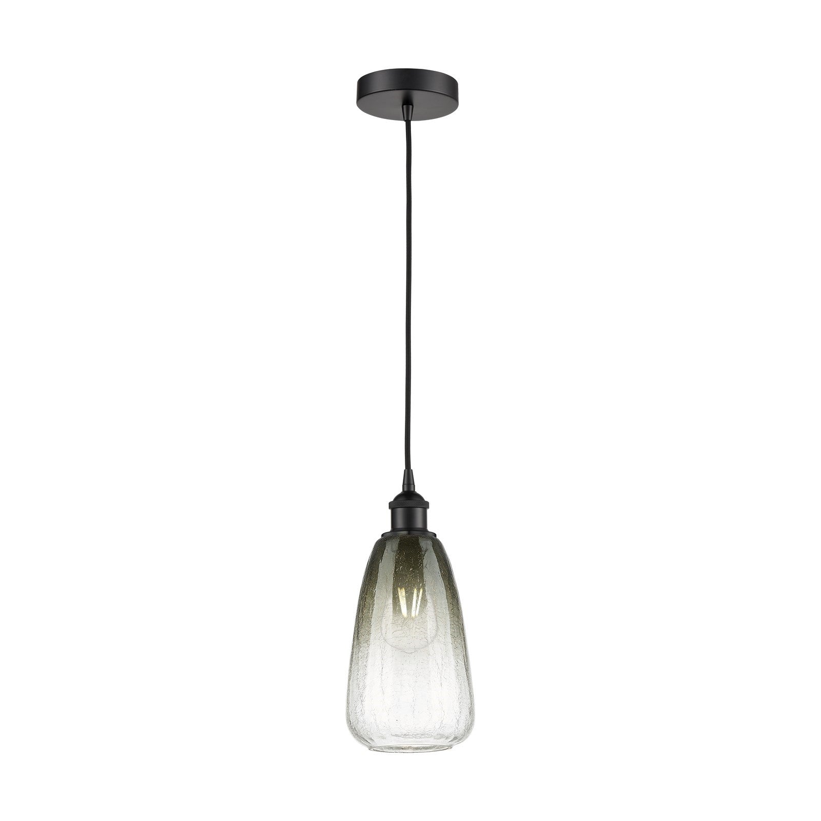 Innovations Brookhaven Almond 6in 1-Light Mini Pendant | Industrial Matte Black Steel and Slate Glass | Kitchen Island | 6 x 6 | Model 616-1P-BK-G480-6SL