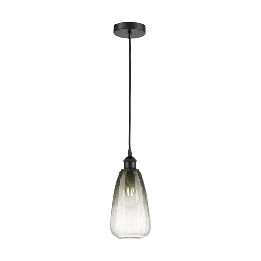 Innovations Brookhaven Almond 6in 1-Light Mini Pendant | Industrial Matte Black Steel and Slate Glass | Kitchen Island | 6 x 6 | Model 616-1P-BK-G480-6SL