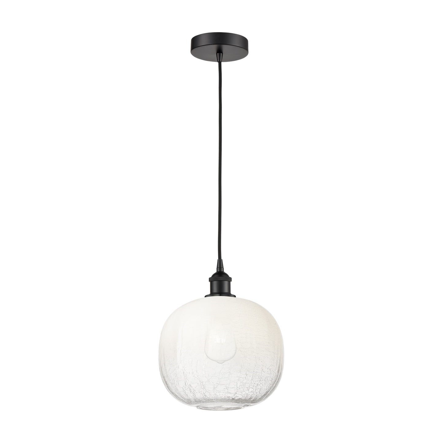 Innovations Brookhaven Sphere 11in 1-Light Mini Pendant | Industrial Matte Black Steel and Opal Glass | Kitchen Island & | Model 616-1P-BK-G481-10OP