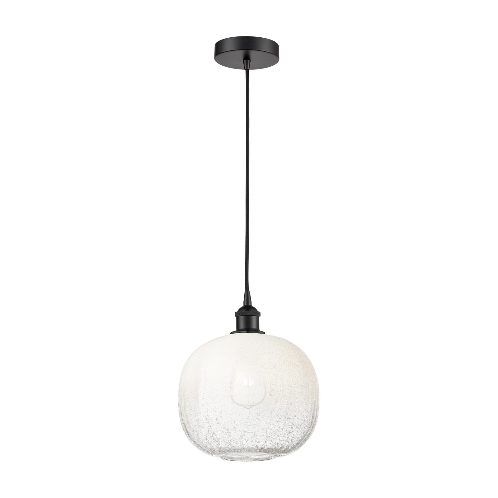 Innovations Brookhaven Sphere 11in 1-Light Mini Pendant | Industrial Matte Black Steel and Opal Glass | Kitchen Island & | Model 616-1P-BK-G481-10OP