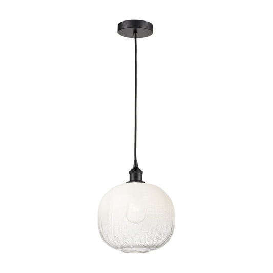 Innovations Brookhaven Sphere 11in 1-Light Mini Pendant | Industrial Matte Black Steel and Opal Glass | Kitchen Island & | Model 616-1P-BK-G481-10OP