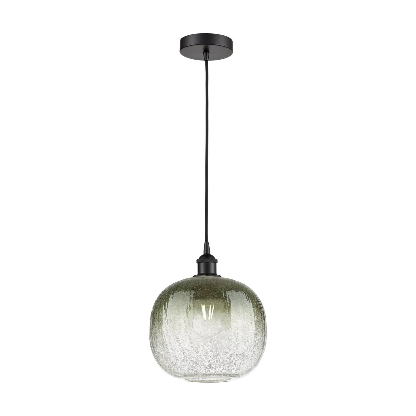 Innovations Brookhaven Sphere 10.5in 1-Light Mini Pendant | Industrial Matte Black Steel and Slate Glass | Kitchen Island & | Model 616-1P-BK-G481-10SL