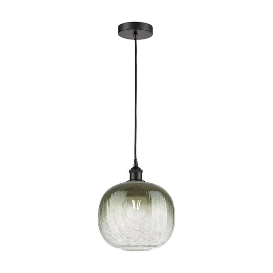 Innovations Brookhaven Sphere 10.5in 1-Light Mini Pendant | Industrial Matte Black Steel and Slate Glass | Kitchen Island & | Model 616-1P-BK-G481-10SL