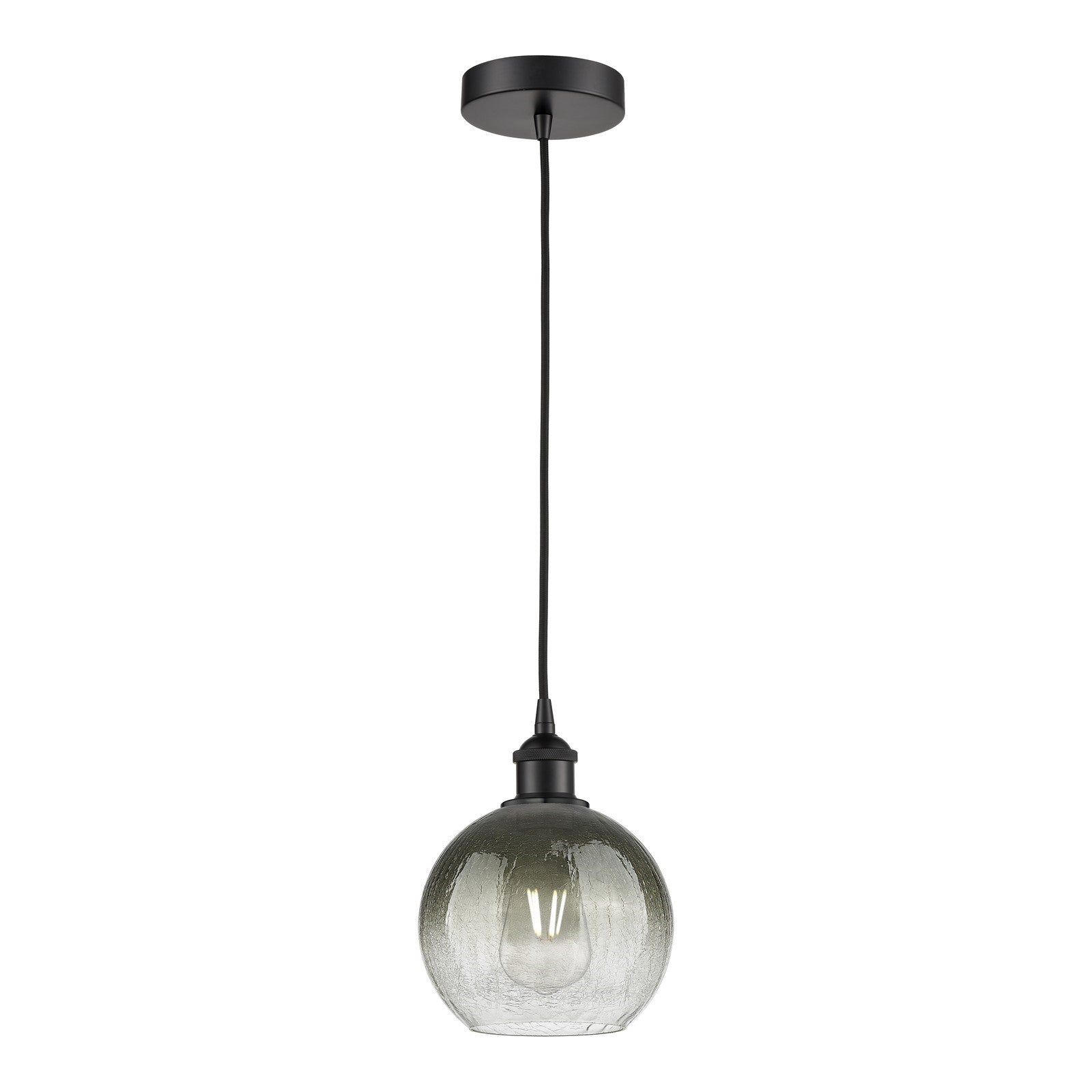 Innovations Brookhaven Globe 8in 1-Light Mini Pendant | Industrial Matte Black Steel and Slate Glass | Kitchen Island & Dining | Model 616-1P-BK-G483-8SL