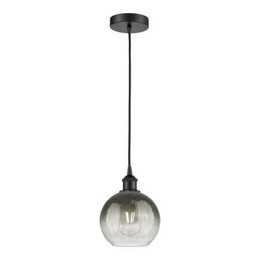Innovations Brookhaven Globe 8in 1-Light Mini Pendant | Industrial Matte Black Steel and Slate Glass | Kitchen Island & Dining | Model 616-1P-BK-G483-8SL