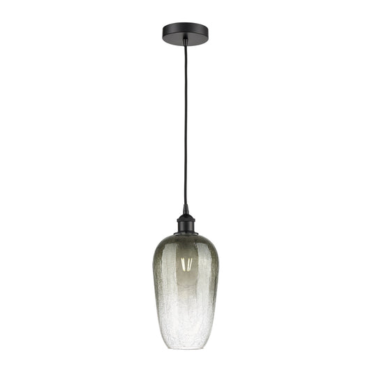 Innovations Brookhaven Flute 7in 1-Light Mini Pendant | Industrial Matte Black Steel and Slate Glass | Kitchen Island & Dining | Model 616-1P-BK-G484-7SL