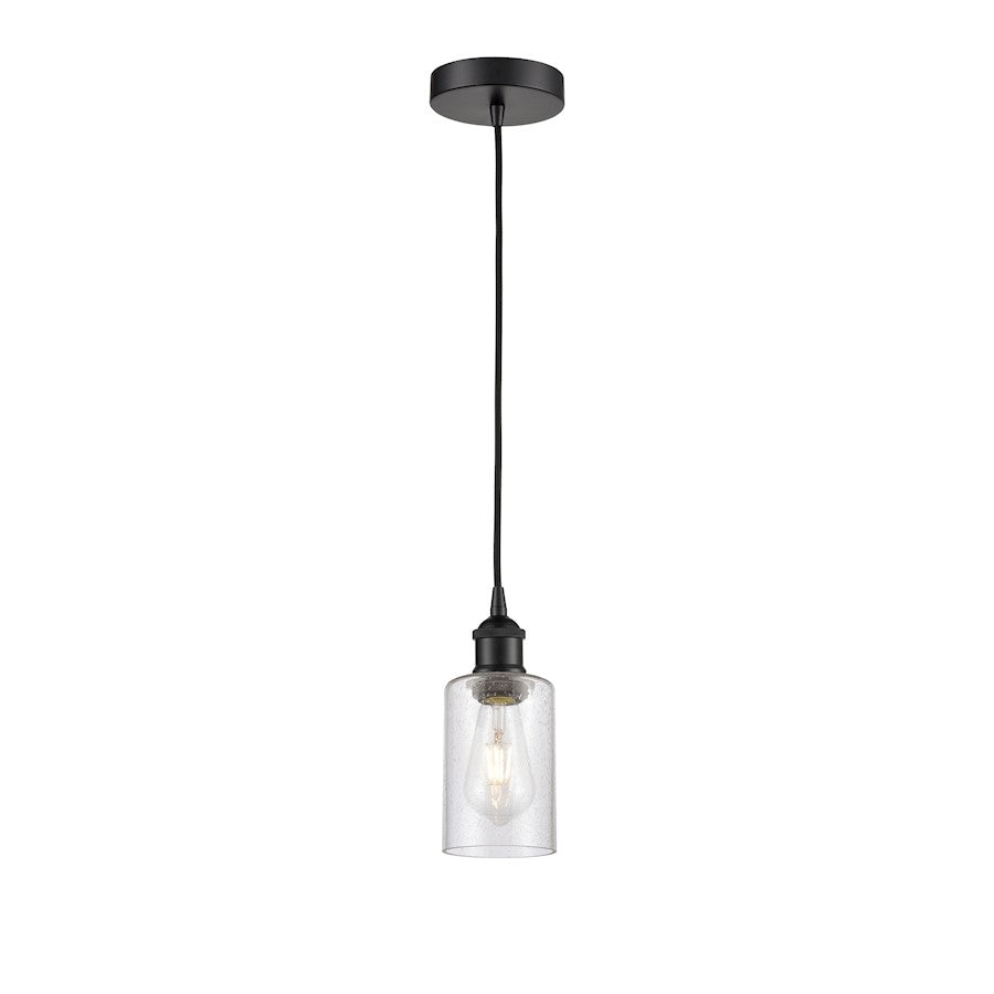 Innovations Clymer 1Lt 4" Cord Mini Pendant, Black/Seedy