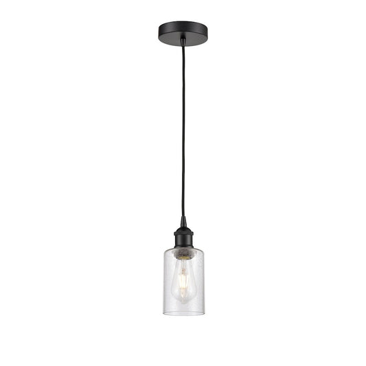 Innovations Clymer 1Lt 4" Cord Mini Pendant, Black/Seedy