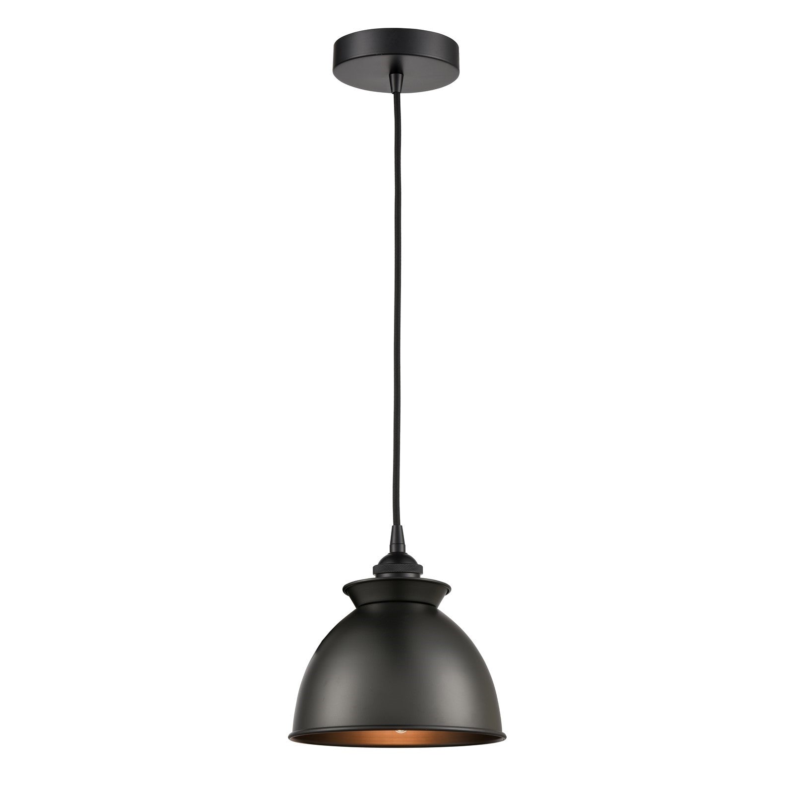 Innovations Adirondack 8.25in 1-Light Mini Pendant | Industrial Farmhouse Matte Black Steel and Matte Black Metal Shade | Kitchen | Model 616-1P-BK-M14-BK