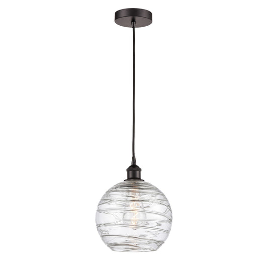 Innovations Athens Deco Swirl 10in 1-Light Mini Pendant | Industrial Oil Rubbed Bronze Steel and Clear Glass | Kitchen Island | Model 616-1P-OB-G1213-10CL