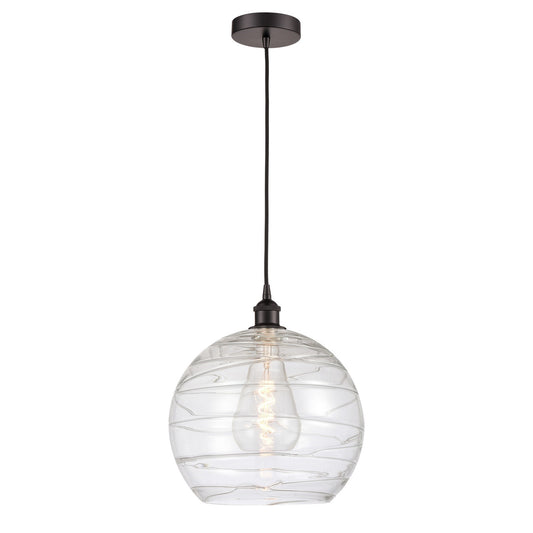 Innovations Athens Deco Swirl 14in 1-Light Mini Pendant | Industrial Oil Rubbed Bronze Steel and Clear Glass | Kitchen Island | Model 616-1P-OB-G1213-14CL