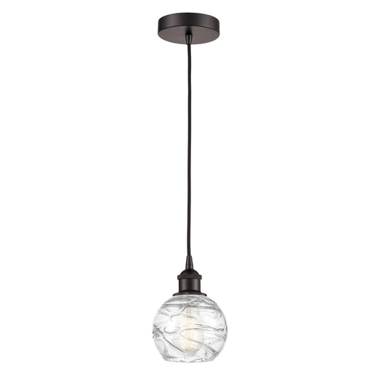 Innovations Athens Deco Swirl 6in 1-Light Mini Pendant | Industrial Oil Rubbed Bronze Steel and Clear Glass | Kitchen Island & | Model 616-1P-OB-G1213-6CL
