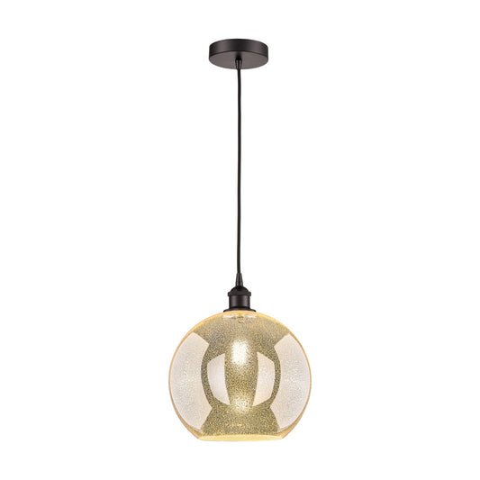 Innovations Athens 12in 1-Light Mini Pendant | Industrial Oil Rubbed Bronze Steel and Mercury Glass | Kitchen Island & Dining | Model 616-1P-OB-G128-12