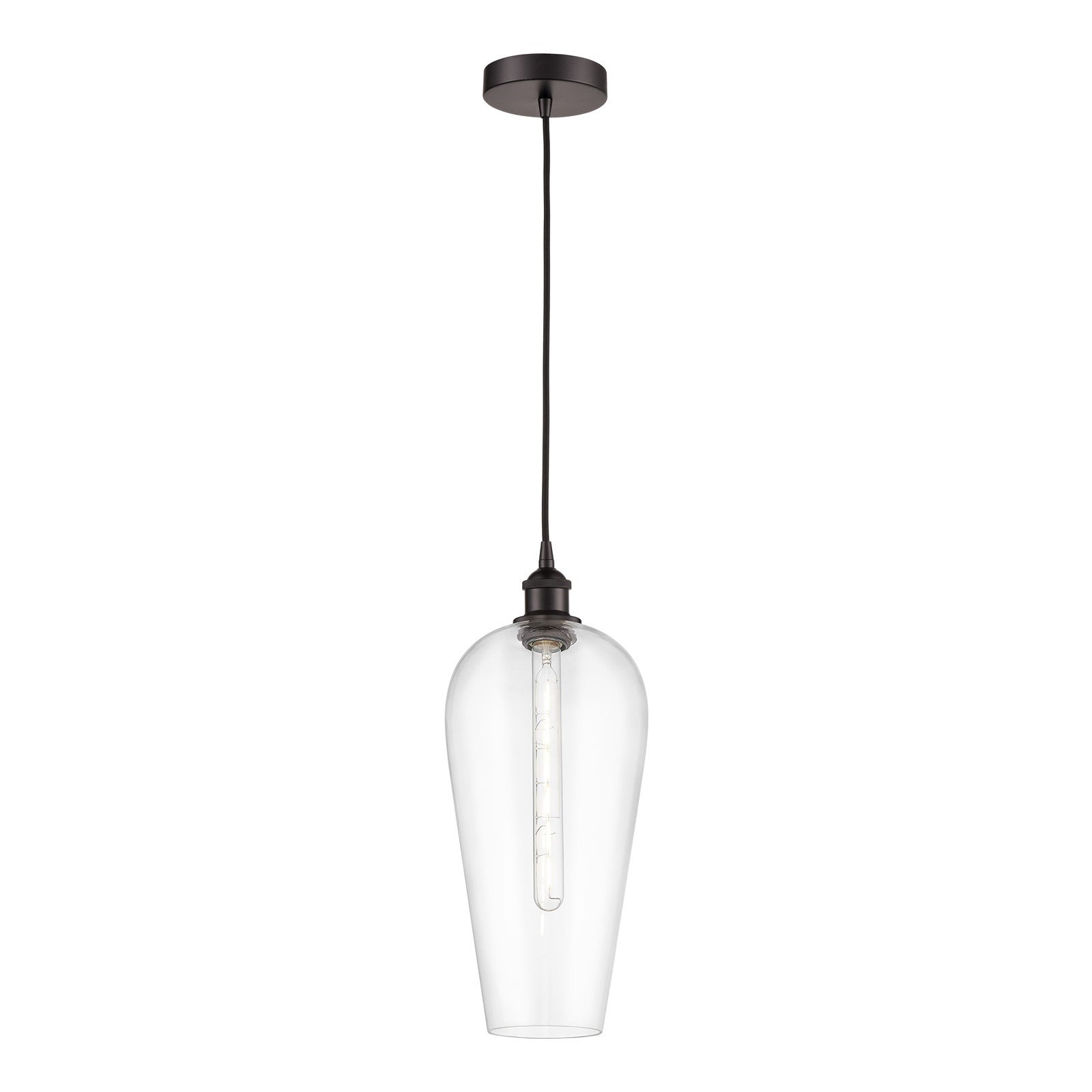 Innovations Chelsea 8in 1-Light Mini Pendant | Industrial Oil Rubbed Bronze Steel and Clear Glass | Kitchen Island & Dining | Model 616-1P-OB-G456-8CL