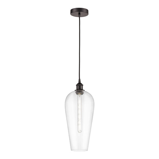 Innovations Chelsea 8in 1-Light Mini Pendant | Industrial Oil Rubbed Bronze Steel and Clear Glass | Kitchen Island & Dining | Model 616-1P-OB-G456-8CL