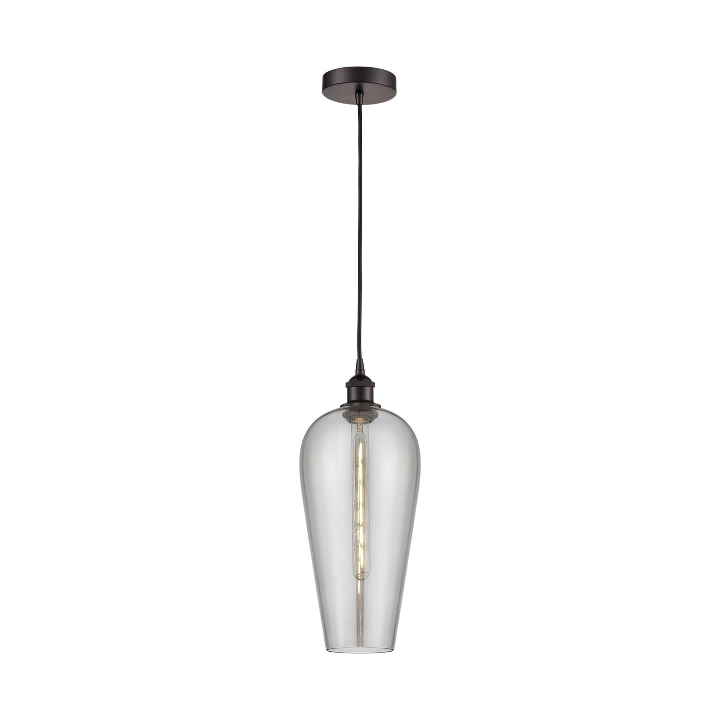 Innovations Chelsea 8in 1-Light Mini Pendant | Industrial Oil Rubbed Bronze and Light Smoke Glass | Kitchen Island & Dining | Model 616-1P-OB-G456-8SM