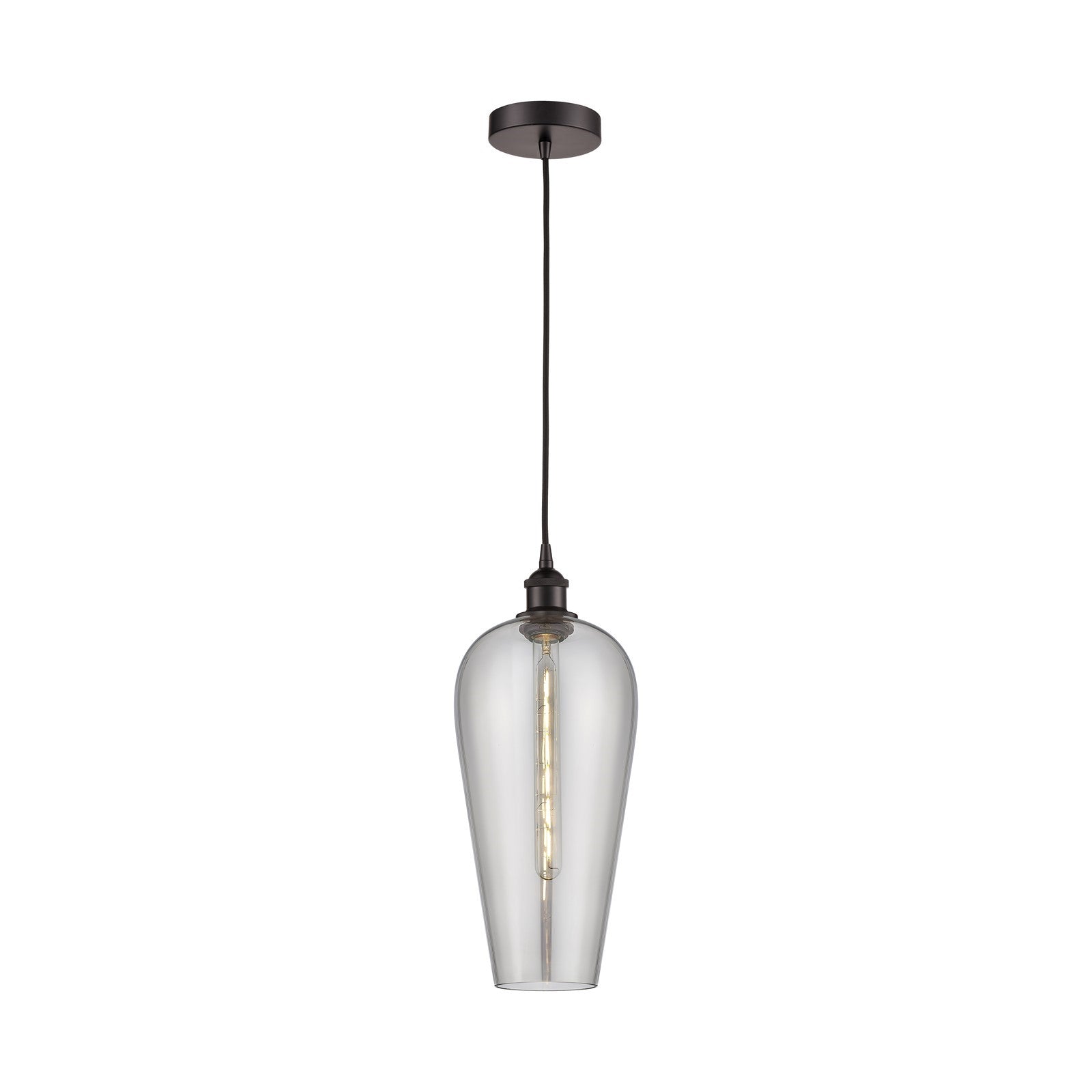 Innovations Chelsea 8in 1-Light Mini Pendant | Industrial Oil Rubbed Bronze and Light Smoke Glass | Kitchen Island & Dining | Model 616-1P-OB-G456-8SM