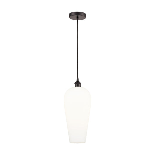 Innovations Chelsea 8in 1-Light Mini Pendant | Industrial Oil Rubbed Bronze Steel and White Glass | Kitchen Island & Dining | Model 616-1P-OB-G456-8WH