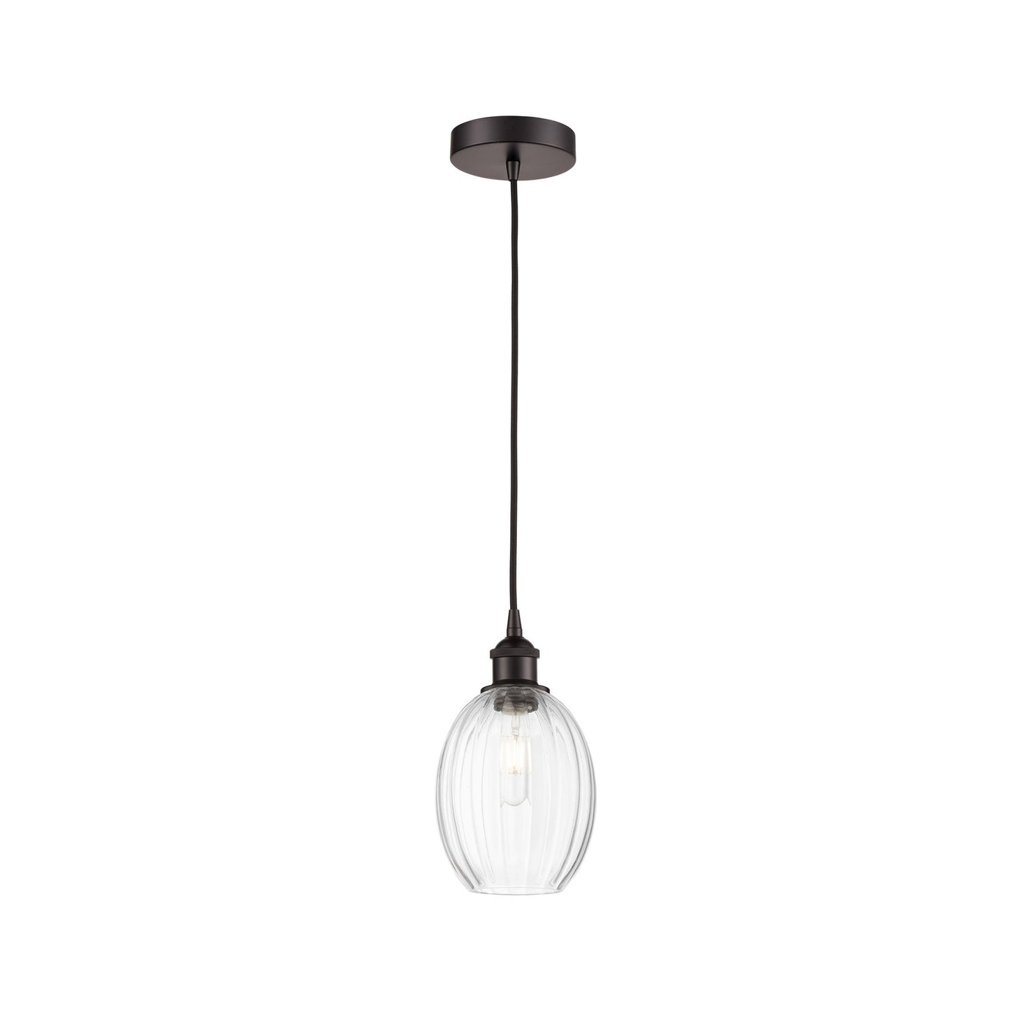 Innovations Preston Bulb 6.25in 1-Light Mini Pendant | Industrial Oil Rubbed Bronze Steel and Clear Glass | Kitchen Island & | Model 616-1P-OB-G459-6CL