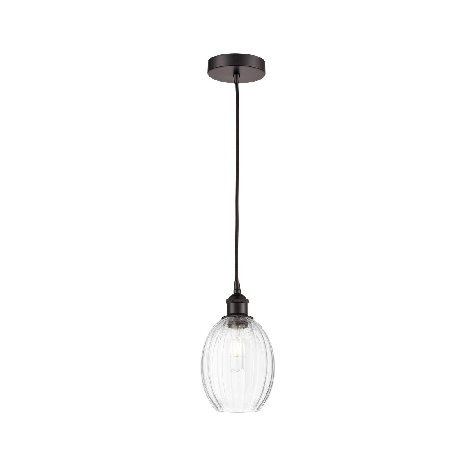 Innovations Preston Bulb 6.25in 1-Light Mini Pendant | Industrial Oil Rubbed Bronze Steel and Clear Glass | Kitchen Island & | Model 616-1P-OB-G459-6CL