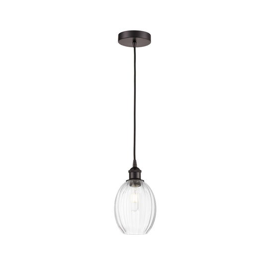 Innovations Preston Bulb 6.25in 1-Light Mini Pendant | Industrial Oil Rubbed Bronze Steel and Clear Glass | Kitchen Island & | Model 616-1P-OB-G459-6CL