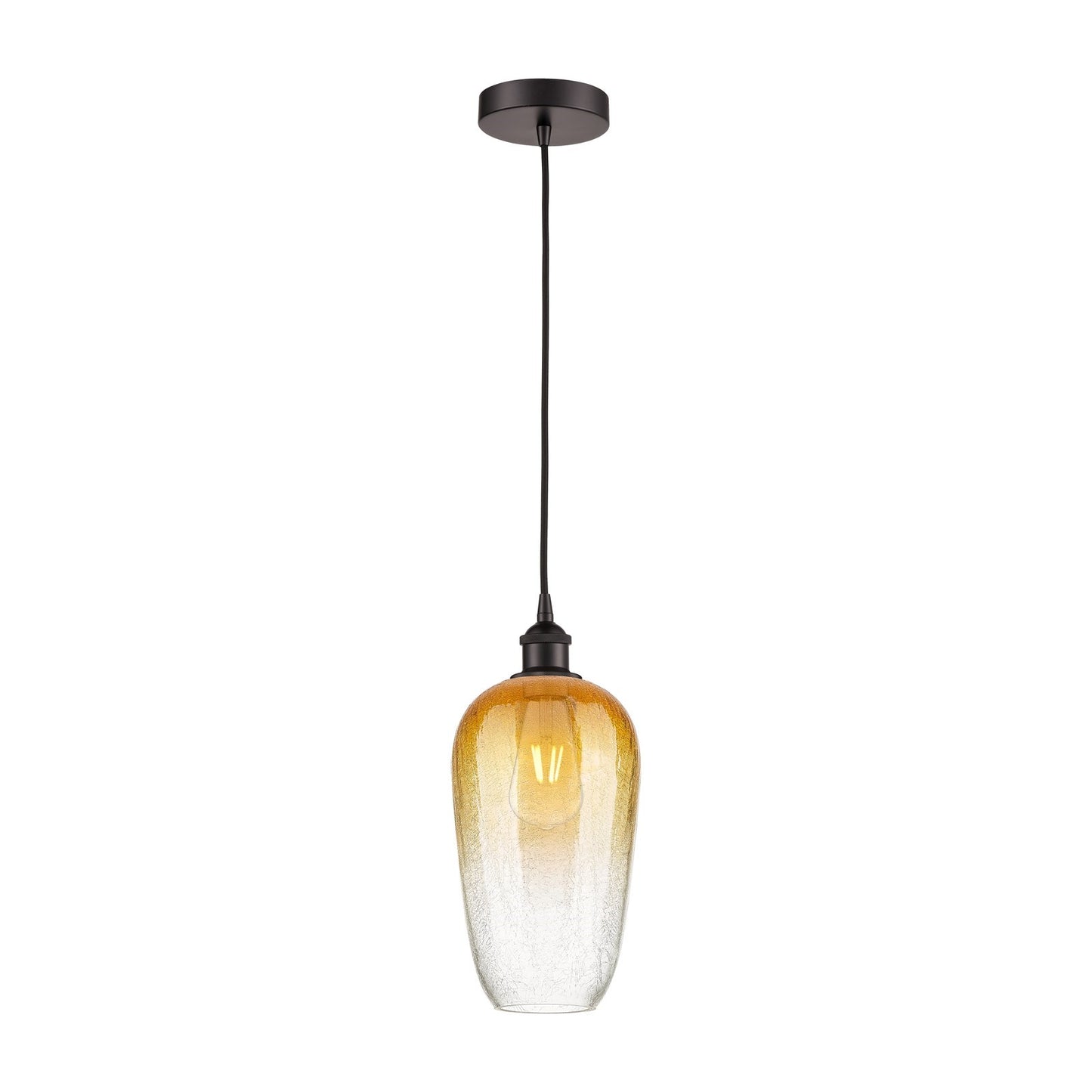 Innovations Brookhaven Flute 7in 1-Light Mini Pendant | Industrial Oil Rubbed Bronze Steel and Amber Glass | Kitchen Island & | Model 616-1P-OB-G484-7AM