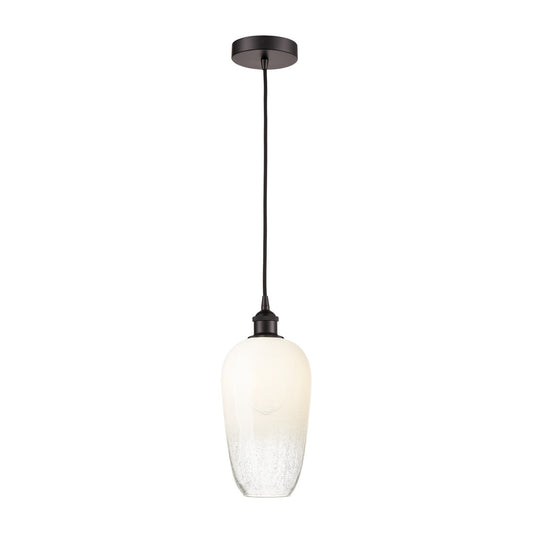 Innovations Brookhaven Flute 7in 1-Light Mini Pendant | Industrial Oil Rubbed Bronze Steel and Opal Glass | Kitchen Island & | Model 616-1P-OB-G484-7OP