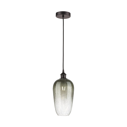 Innovations Brookhaven Flute 7in 1-Light Mini Pendant | Industrial Oil Rubbed Bronze Steel and Slate Glass | Kitchen Island & | Model 616-1P-OB-G484-7SL
