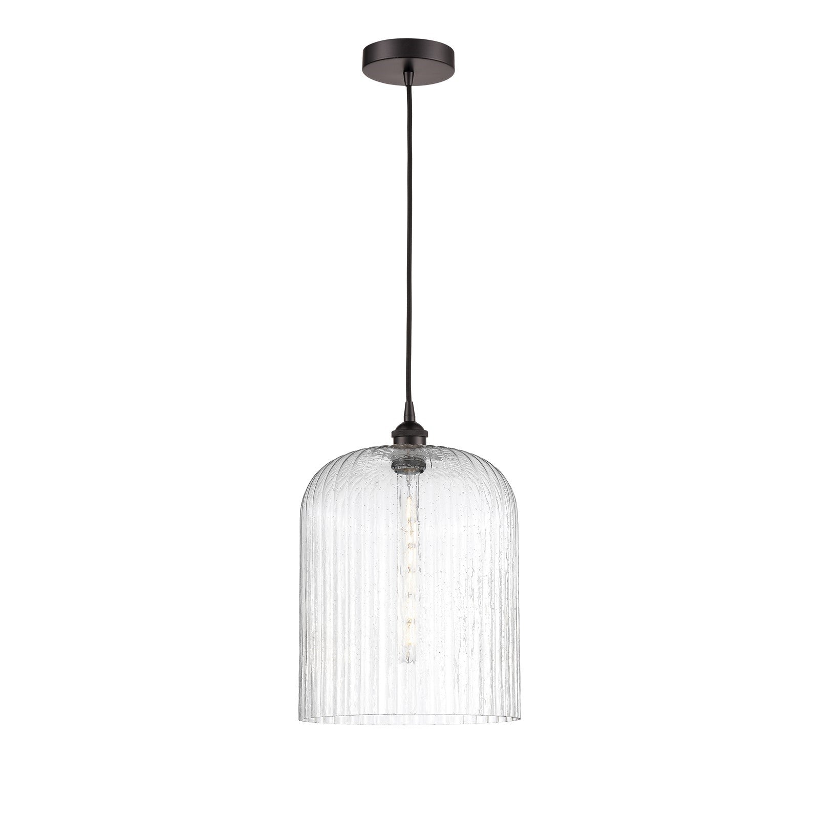 Innovations Bridal Veil 5in 1-Light Mini Pendant | Industrial Oil Rubbed Bronze Steel and Seedy Bell Glass | Kitchen Island & | Model 616-1P-OB-G559-12SDY
