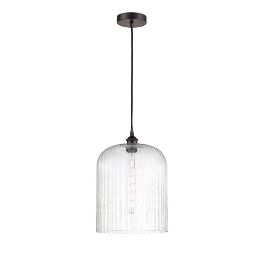Innovations Bridal Veil 5in 1-Light Mini Pendant | Industrial Oil Rubbed Bronze Steel and Seedy Bell Glass | Kitchen Island & | Model 616-1P-OB-G559-12SDY