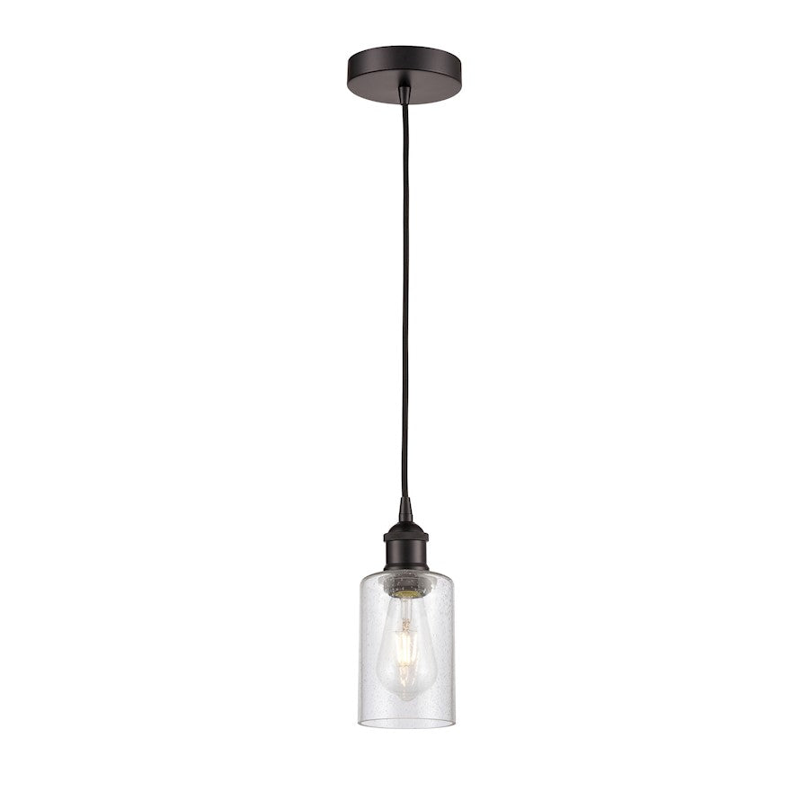 Innovations Clymer 1Lt 4" Cord Mini Pendant, Bronze/Seedy